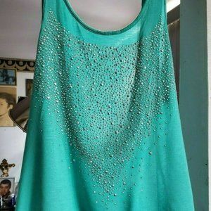 Sexy turquoise Sleeveless Top Strappy Open Back